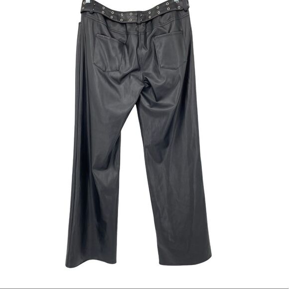 I.AM.GIA  Black Wide Flare Leg High Rise Vegan Leather Stretch Pants X Large - Picture 3 of 8